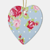 Rozen op blauwe sierbloem keramisch ornament (Links)