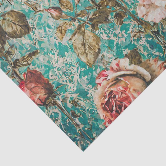 Rozen op Blauwgroen tissuepapier (Detail)