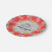 Rozen op Borden van Black & White Stripes Party Papieren Bordje (Gekanteld)