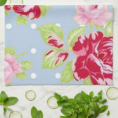 Rozen op de blauwe keukenhanddoek (Gevouwen)