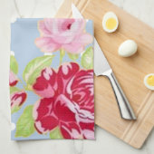 Rozen op de blauwe keukenhanddoek (Quarter Fold)