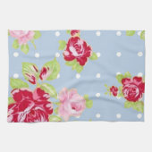 Rozen op de blauwe keukenhanddoek (Horizontaal)