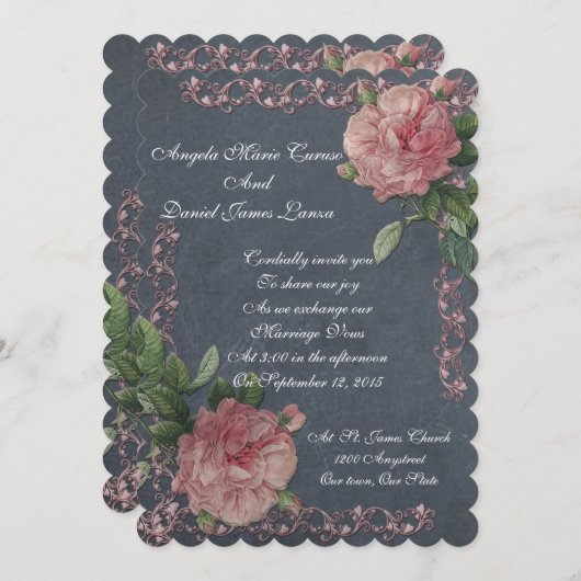  rozen op de bruiloft van het bord kaart (Voorkant / Achterkant)