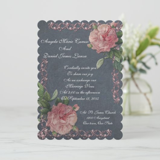 rozen op de bruiloft van het bord kaart (Staand voorkant)