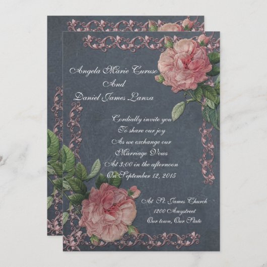  rozen op de bruiloft van het bord kaart (Voorkant / Achterkant)