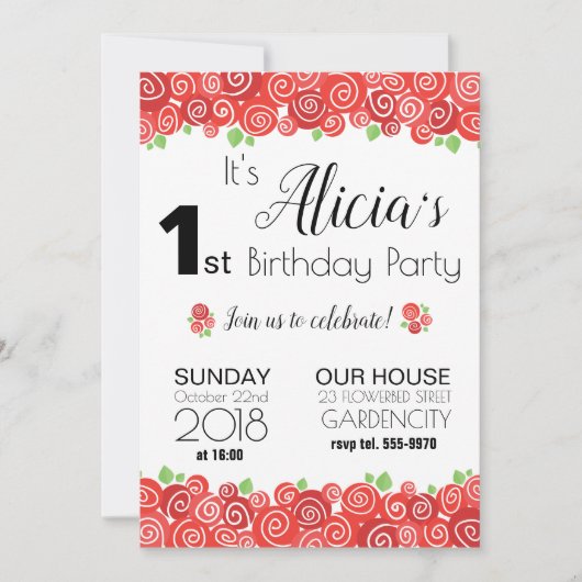 Rozen op de eerste verjaardag van de griekse uitno kaart (Voorkant)