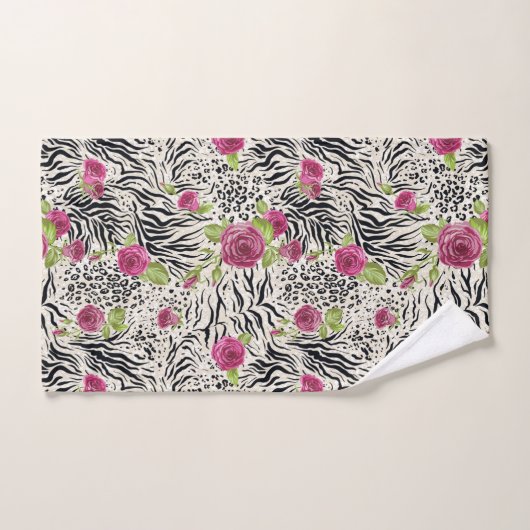 Rozen op dierpatronen bad handdoek (Handdoek)