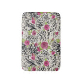 Rozen op dierpatronen badmat (Voorkant Verticaal)