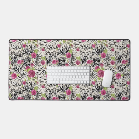 Rozen op dierpatronen bureaumat (Keyboard & Muis)