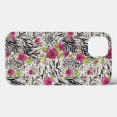 Rozen op dierpatronen Case-Mate iPhone case (Achterkant (horizontaal))
