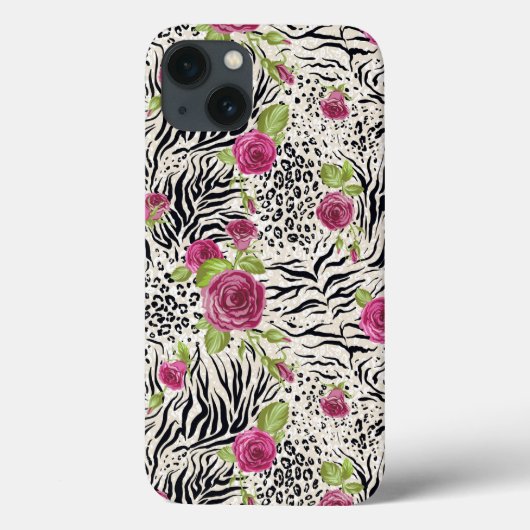 Rozen op dierpatronen Case-Mate iPhone case (Achterkant)