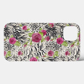 Rozen op dierpatronen Case-Mate iPhone case (Achterkant (horizontaal))