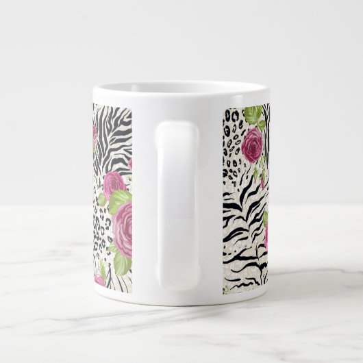 Rozen op dierpatronen grote koffiekop (Achterkant)
