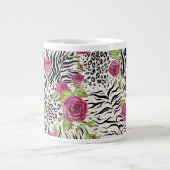 Rozen op dierpatronen grote koffiekop (Voorkant)