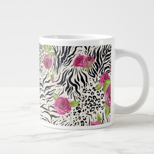 Rozen op dierpatronen grote koffiekop (Rechts)