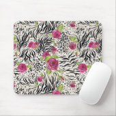 Rozen op dierpatronen muismat (Met muis)