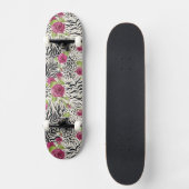 Rozen op dierpatronen persoonlijk skateboard (Voorkant)