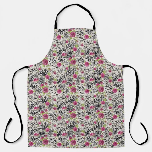 Rozen op dierpatronen schort (Voorkant)