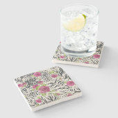 Rozen op dierpatronen stenen onderzetter (Zijkant)