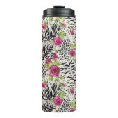 Rozen op dierpatronen thermosbeker (Voorkant)