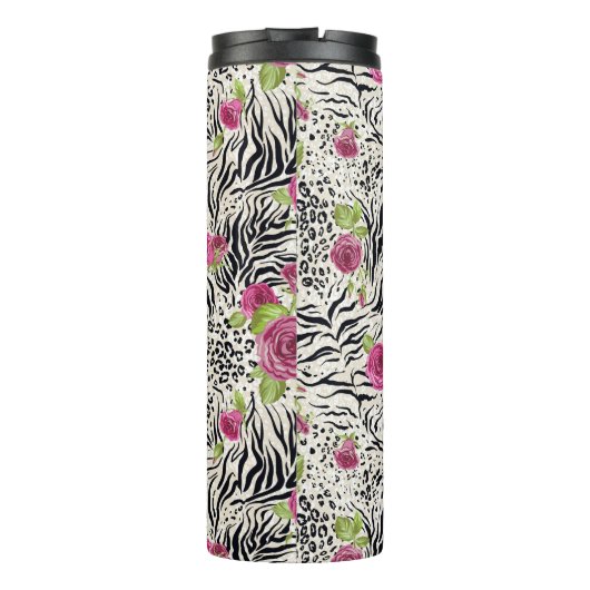 Rozen op dierpatronen thermosbeker (Achterkant)