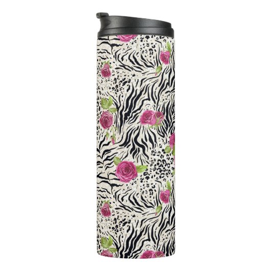 Rozen op dierpatronen thermosbeker (Geroteerd rechts)