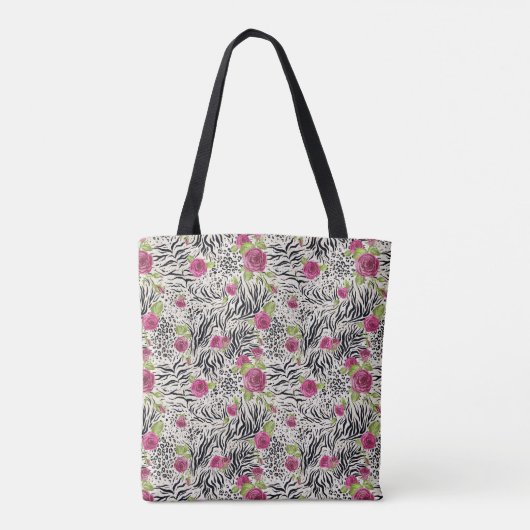 Rozen op dierpatronen tote bag (Achterkant)