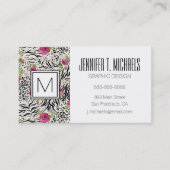 Rozen op dierpatronen visitekaartje (Voorkant)