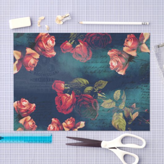 Rozen op donkere ephemera-weefselpapier Tissuepapier (Craft)