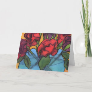 Rozen op een blauwe Vase-verjaardagskaart Kaart