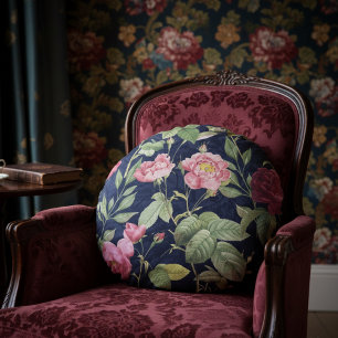  Rozen op een donkerblauw fluwelen design Rond Kussen