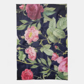  Rozen op een donkerblauw fluwelen design Theedoek (Verticaal)