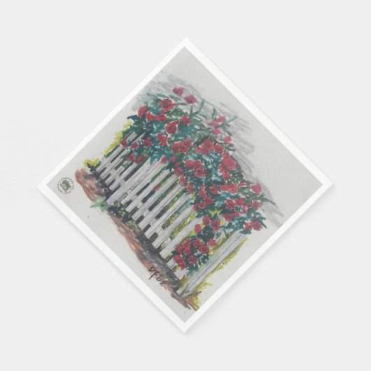 Rozen op een hek Papier servet (Hoek)