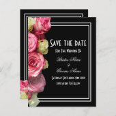 Rozen op een zwarte bruiloft met uitzondering van  aankondigingskaart (Voorkant / Achterkant)