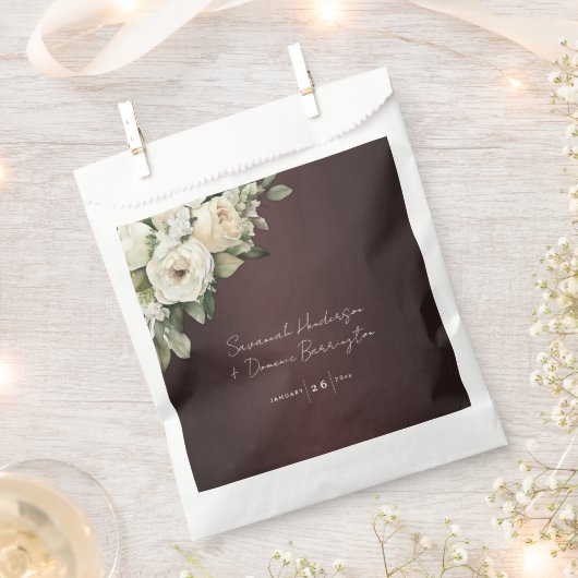  Rozen op Elegant Bourgondisch Bruiloft Bedankzakje (Geknipt)