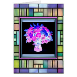 Rozen op Glas in lood Card