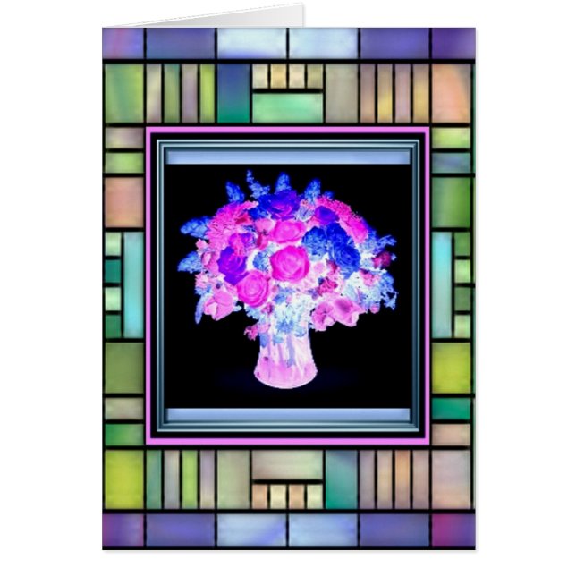 Rozen op Glas in lood Card (Voorkant)