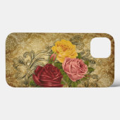 Rozen op Gold Damask Case-Mate iPhone Case (Achterkant (horizontaal))