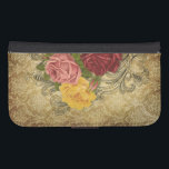 Rozen op Gold Damask Galaxy S4 Portefeuille Hoesje<br><div class="desc">Elegante rode,  roze en gele rozen met gegraveerde zwammen op een zeer gedetailleerde gouddamperachtergrond.</div>