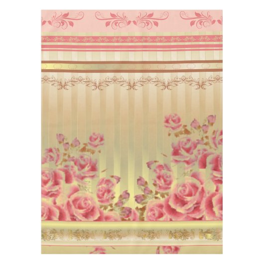 ROZEN OP GOLD ~ Tafelstof Tafelkleed (Voorkant)