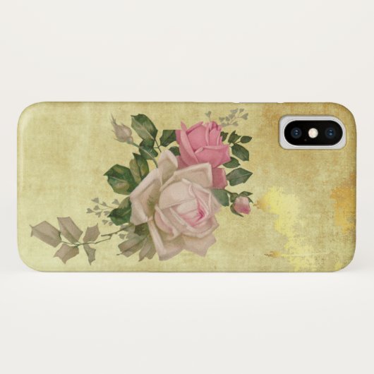  Rozen op goud Case-Mate iPhone Case (Achterkant (horizontaal))