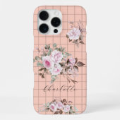Rozen op Grids Personaliseer Naam iPhone Case Hoesje (Achterkant)