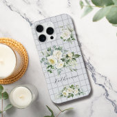 Rozen op Grids Personaliseer Naam iPhone Case Hoesje