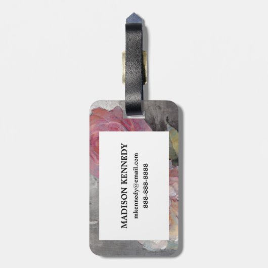 Rozen op grijs bagagelabel (Achterkant verticaal)