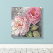 Rozen op grijs canvas afdruk (Insitu (Houten vloer))