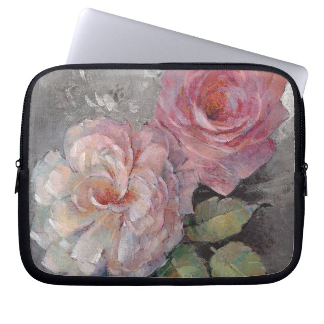 Rozen op grijs laptop sleeve (Voorkant)