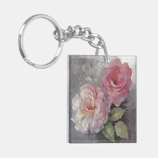 Rozen op grijs sleutelhanger (Voorkant Links)