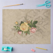 Rozen op Grungy Sepia Damask Tissuepapier (Craft)
