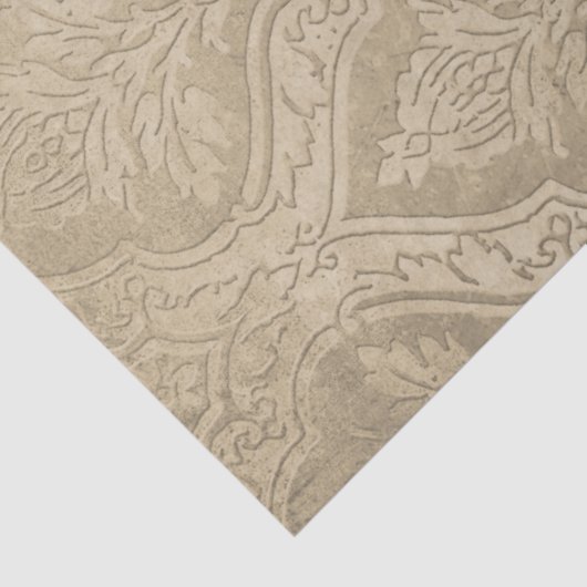  Rozen op Grungy Sepia Damask Tissuepapier (Detail)