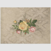  Rozen op Grungy Sepia Damask Tissuepapier (Voorkant)